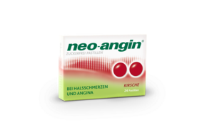 Sie sehen eine Packung neo-angin® Kirsche zuckerfrei Pastillen, Produktbild: 01 neo-angin® Kirsche zuckerfrei Pastillen, A-Nr.: 3931414 - 01
